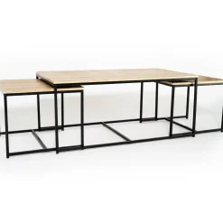 IDMarket Lot de 3 tables basses de salon gigognes industrielles* Collection Industrielle|Salon Complet