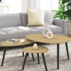 IDMarket Lot de 3 tables basses gigognes bois et pieds noirs scandinave* Tables Basses