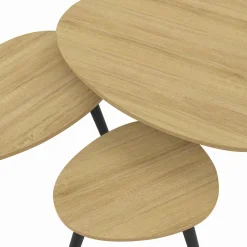 IDMarket Lot de 3 tables basses gigognes bois et pieds noirs scandinave* Tables Basses