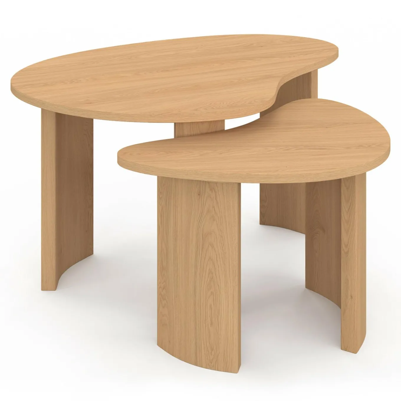 IDMarket Lot de 2 tables basses gigognes 70/50 bois façon hêtre* Tables Basses|Salon Complet