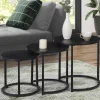 IDMarket Lot de 3 tables basses gigognes rondes 35/40/45 style industriel en métal noir mat* Collection Métal|Tables Basses