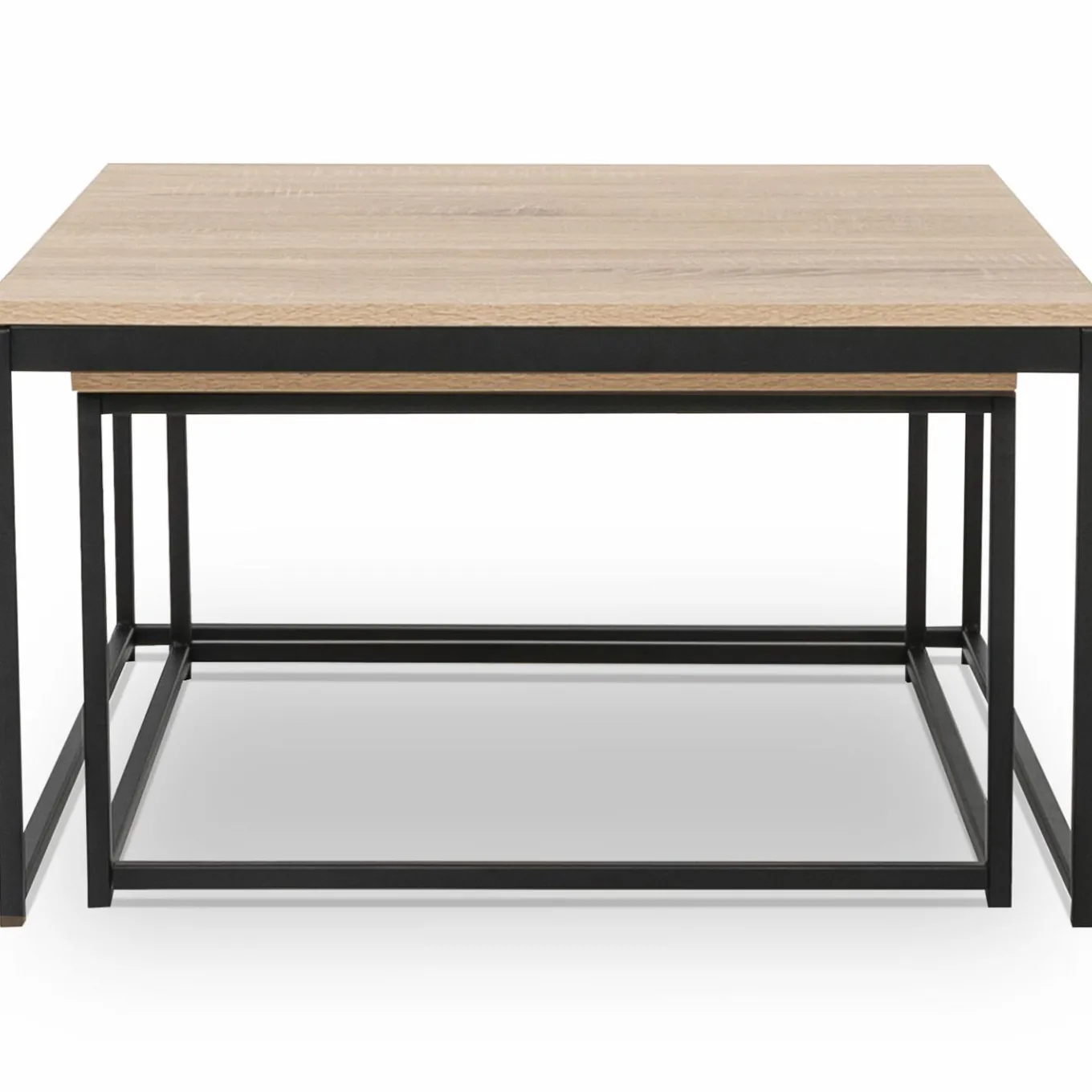 IDMarket Lot de 2 tables basses gigognes industrielles 70x70cm et 60x60 cm* Meubles Bas|Meubles En Bois