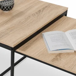 IDMarket Lot de 2 tables basses gigognes industrielles 70x70cm et 60x60 cm* Meubles Bas|Meubles En Bois