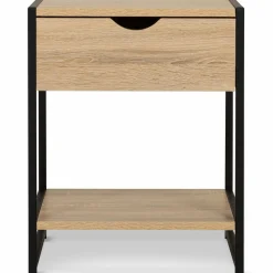 IDMarket Lot de 2 tables de chevet bois et métal noir* Meubles Bas|Meubles En Bois