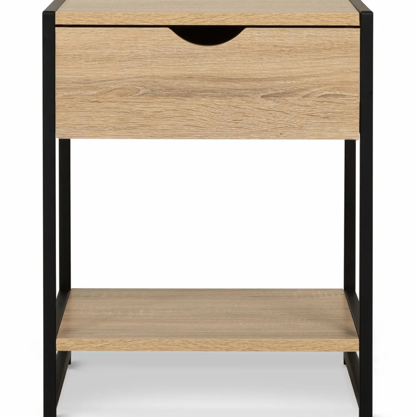 IDMarket Lot de 2 tables de chevet bois et métal noir* Meubles Bas|Meubles En Bois