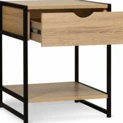 IDMarket Lot de 2 tables de chevet bois et métal noir* Meubles Bas|Meubles En Bois