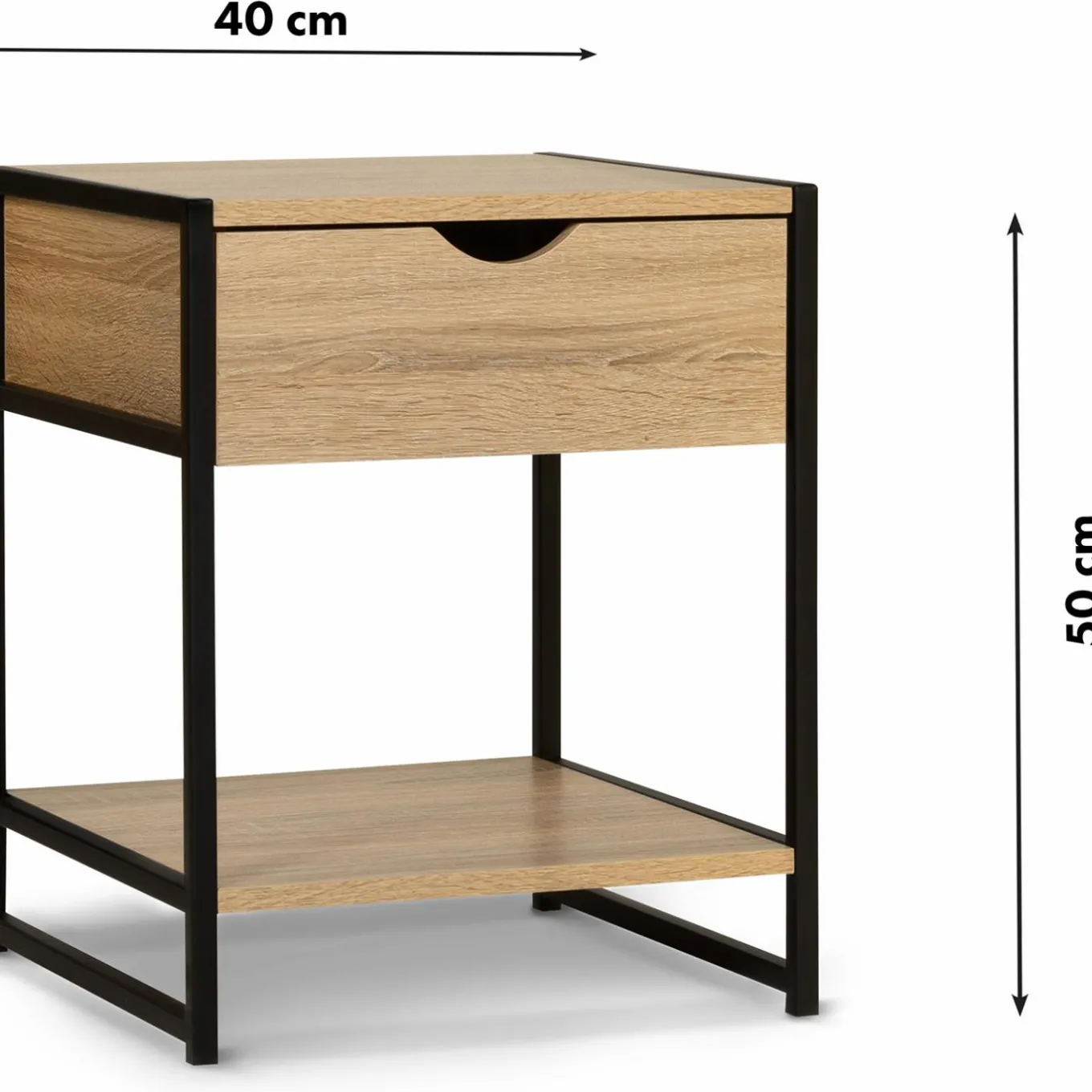 IDMarket Lot de 2 tables de chevet bois et métal noir* Meubles Bas|Meubles En Bois
