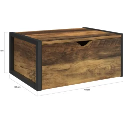 IDMarket Lot de 2 tables de chevet suspendues bois foncé et noir style industriel* Chambre Complète Adulte|Tables De Chevet