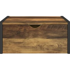 IDMarket Lot de 2 tables de chevet suspendues bois foncé et noir style industriel* Chambre Complète Adulte|Tables De Chevet