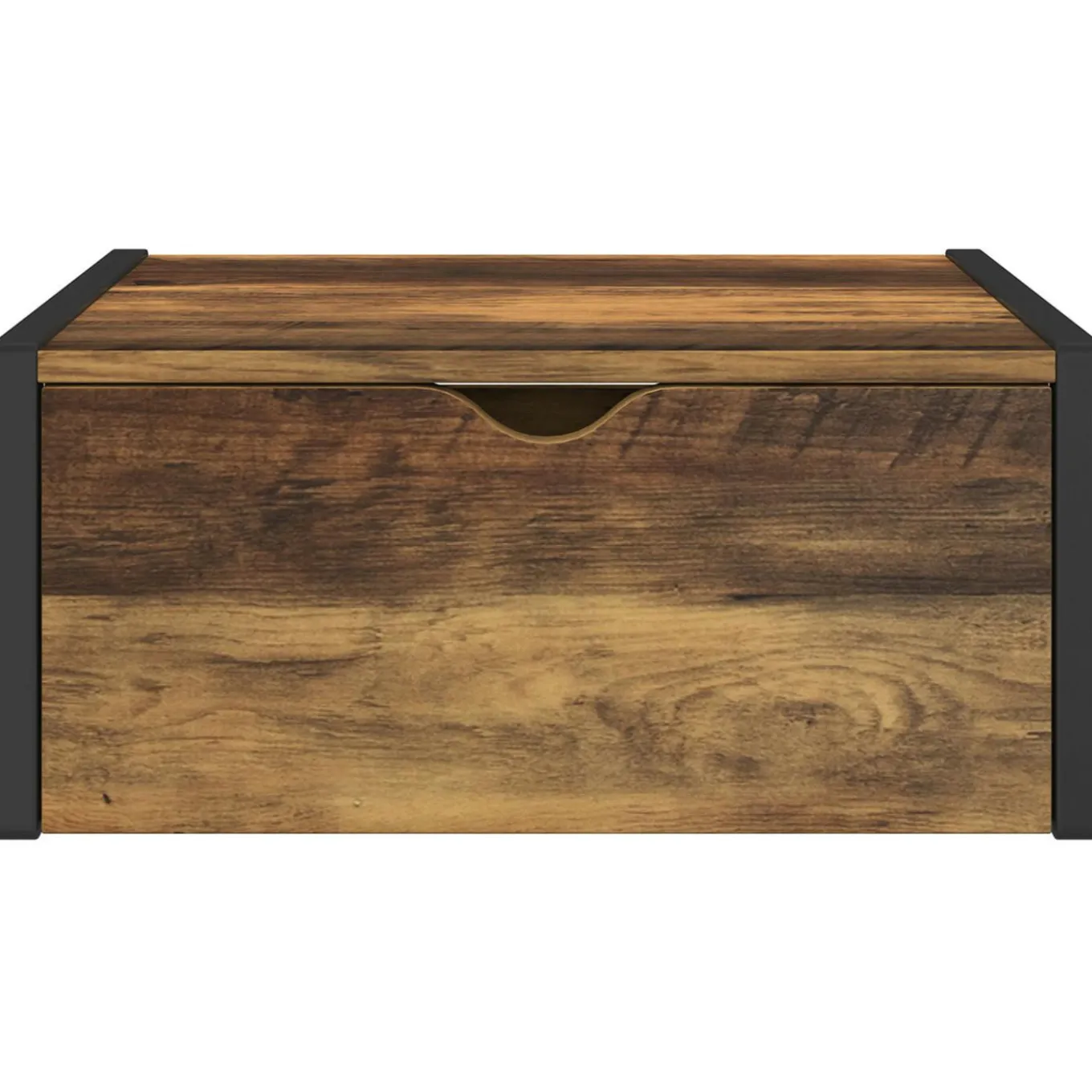 IDMarket Lot de 2 tables de chevet suspendues bois foncé et noir style industriel* Chambre Complète Adulte|Tables De Chevet