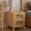 IDMarket Lot de 2 tables de chevet 2 tiroirs cannage et bois* Collection Cannage|Chambre Complète Adulte