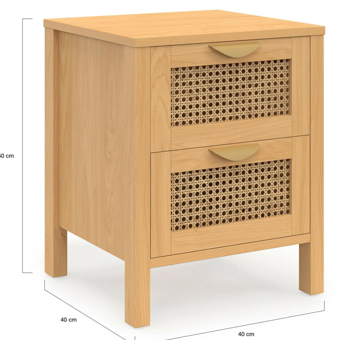 IDMarket Lot de 2 tables de chevet 2 tiroirs cannage et bois* Collection Cannage|Chambre Complète Adulte