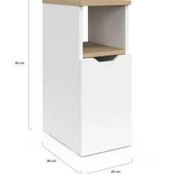 IDMarket Lot de 2 tables de chevet bois et blanc 1 porte avec niche* Tables De Chevet|Chambre Complète Adulte