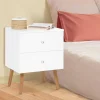 IDMarket Lot de 2 tables de chevet scandinaves bois et blanc 2 tiroirs* Meubles Tiroirs|Meubles Bas