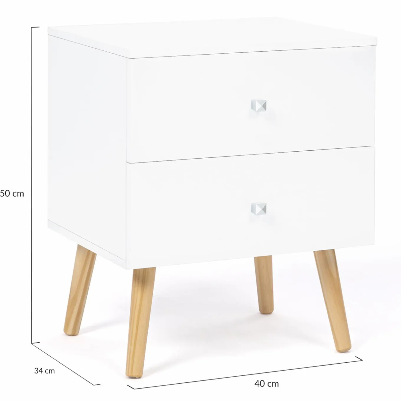 IDMarket Lot de 2 tables de chevet scandinaves bois et blanc 2 tiroirs* Meubles Tiroirs|Meubles Bas