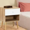 IDMarket Lot de 2 tables de chevet scandinaves hêtre et blanc 1 tiroir* Meubles Tiroirs|Meubles Blancs