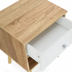 IDMarket Lot de 2 tables de chevet scandinaves hêtre et blanc 1 tiroir* Meubles Tiroirs|Meubles Blancs