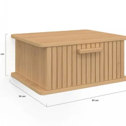 IDMarket Lot de 2 tables de chevet suspendues lattes tasseau bois 1 tiroir* Tables De Chevet|Chambre Complète Adulte