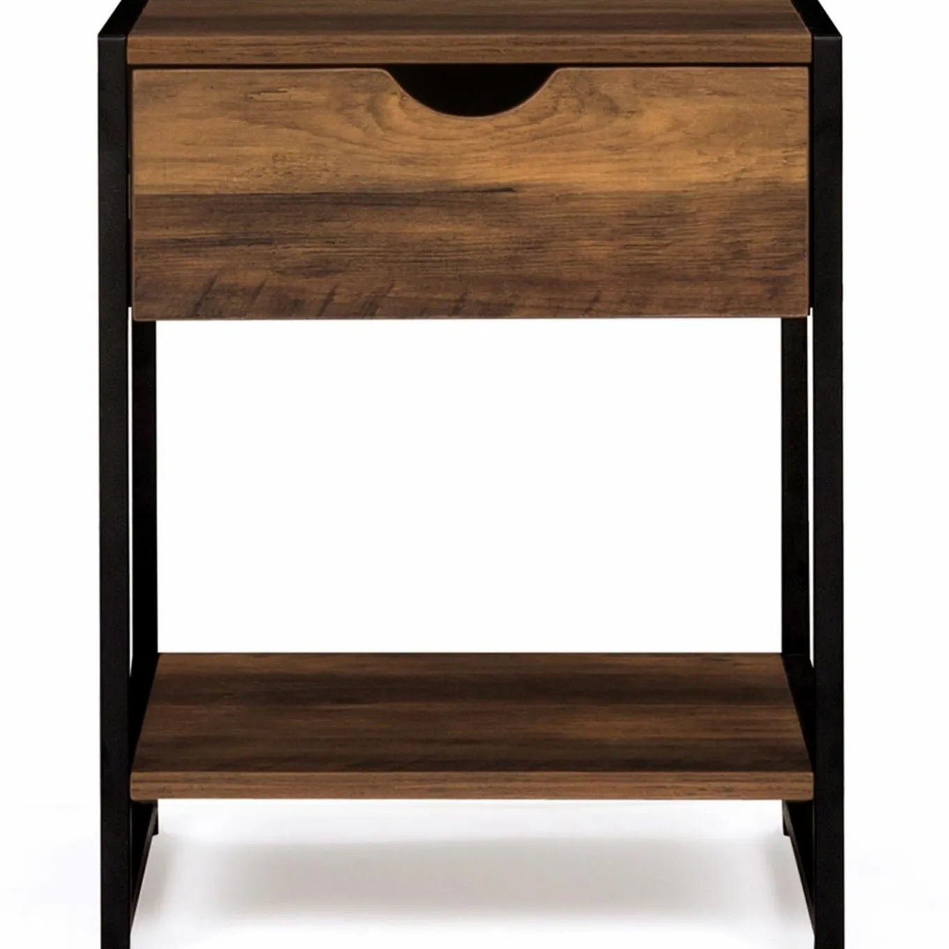 IDMarket Lot de 2 tables de chevet métal et bois foncé* Meubles Bas|Meubles En Bois