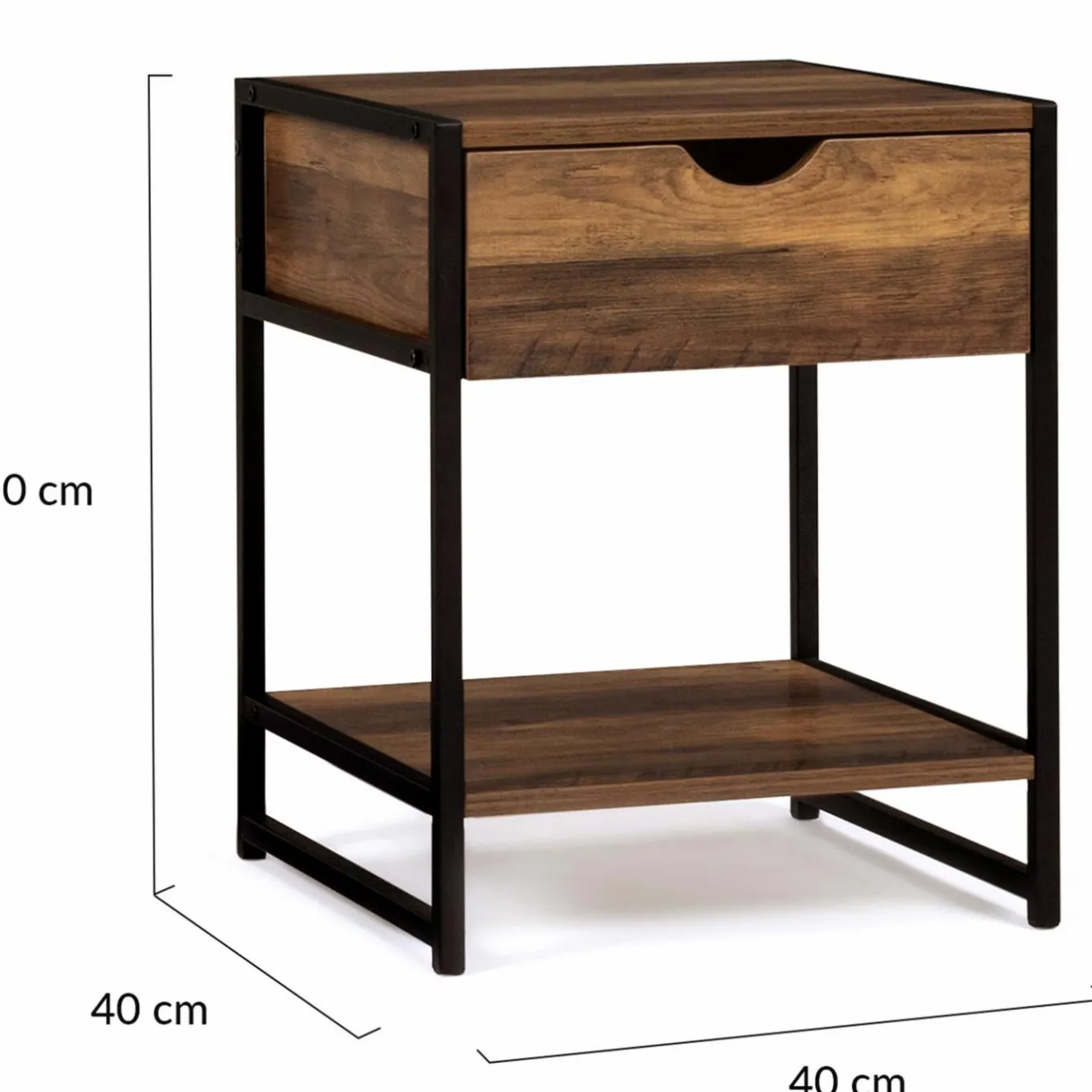 IDMarket Lot de 2 tables de chevet métal et bois foncé* Meubles Bas|Meubles En Bois
