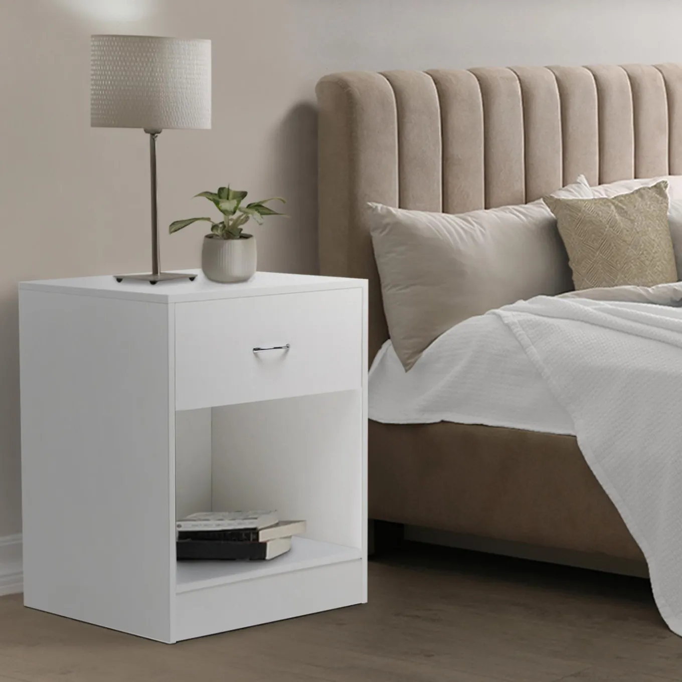 IDMarket Lot de 2 tables de chevet blanches en bois* Meubles Blancs|Collection Design