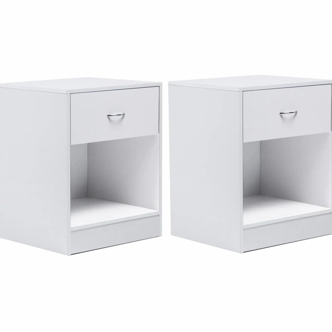 IDMarket Lot de 2 tables de chevet blanches en bois* Meubles Blancs|Collection Design