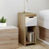 IDMarket Lot de 2 tables de chevet 1 tiroir avec niche bois façon hêtre et blanc* Collection Contemporaine|Tables De Chevet