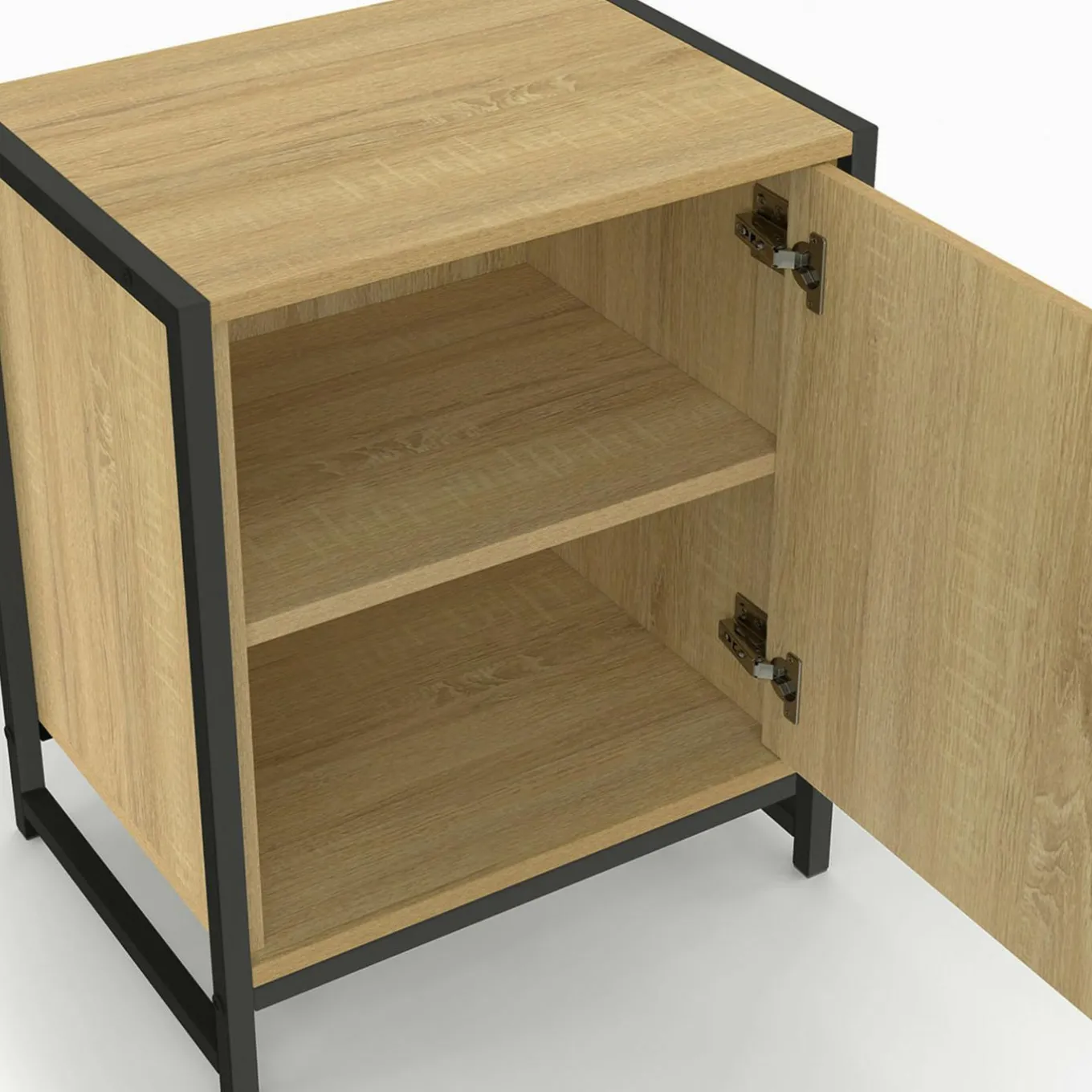 IDMarket Lot de 2 tables de chevet 1 porte design industriel* Collection Industrielle|Petits Meubles