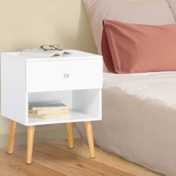 IDMarket Lot de 2 tables de chevet scandinaves bois blanc 1 tiroir* Meubles Tiroirs|Meubles Bas