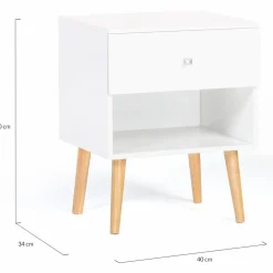 IDMarket Lot de 2 tables de chevet scandinaves bois blanc 1 tiroir* Meubles Tiroirs|Meubles Bas