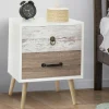 IDMarket Lot de 2 tables de chevet scandinaves avec tiroirs blanc et bois* Meubles Tiroirs|Meubles Bas