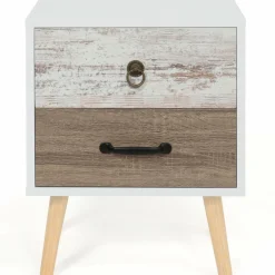 IDMarket Lot de 2 tables de chevet scandinaves avec tiroirs blanc et bois* Meubles Tiroirs|Meubles Bas