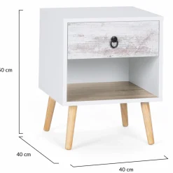 IDMarket lot de 2 tables de chevet blanches effet vieilli 1 tiroir style scandinave* Meubles Tiroirs|Meubles Bas