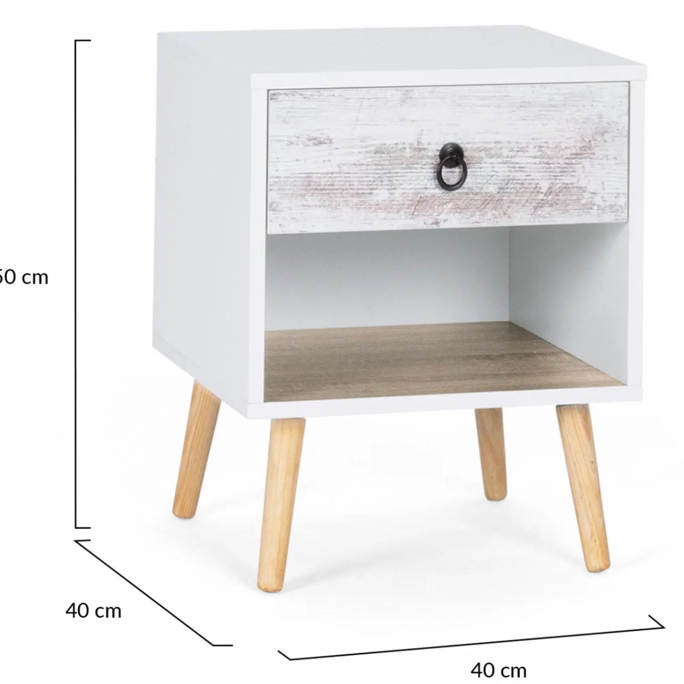 IDMarket lot de 2 tables de chevet blanches effet vieilli 1 tiroir style scandinave* Meubles Tiroirs|Meubles Bas