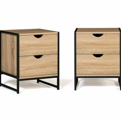 IDMarket Lot de 2 tables de chevet industrielles 2 tiroirs* Meubles Tiroirs|Meubles Bas