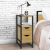 IDMarket Lot de 2 tables de chevet bois et métal noir 2 tiroirs 1 niche style industriel* Petits Meubles|Chambre Complète Adulte