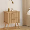 IDMarket Lot de 2 tables de chevet 2 tiroirs lattes tasseau bois coloris chêne* Tables De Chevet|Chambre Complète Adulte