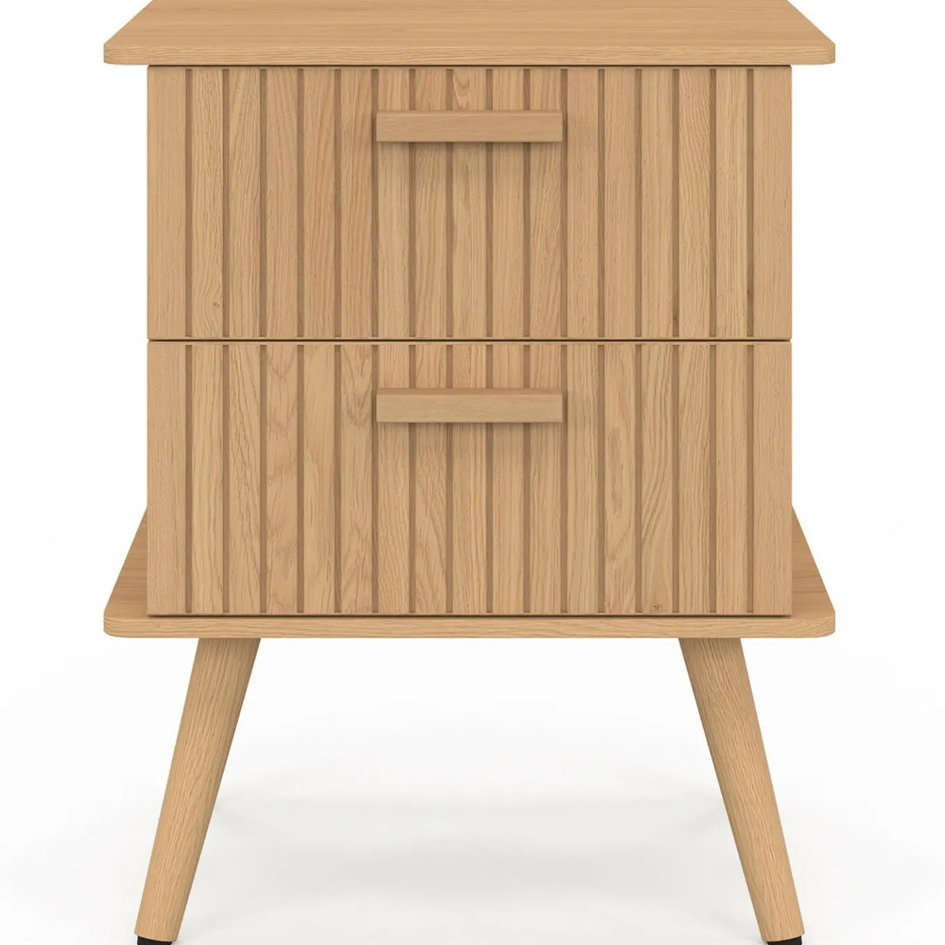 IDMarket Lot de 2 tables de chevet 2 tiroirs lattes tasseau bois coloris chêne* Tables De Chevet|Chambre Complète Adulte