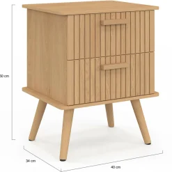 IDMarket Lot de 2 tables de chevet 2 tiroirs lattes tasseau bois coloris chêne* Tables De Chevet|Chambre Complète Adulte