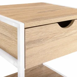 IDMarket Lot de 2 tables de chevet métal blanc et bois* Collection Industrielle|Petits Meubles