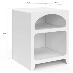 IDMarket Lot de 2 tables de chevets style organiques bois blanc 2 niches* Tables De Chevet|Collection Moderne