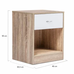 IDMarket Lot de 2 tables de nuit bois façon hêtre tiroir blanc* Meubles Tiroirs|Meubles Bas