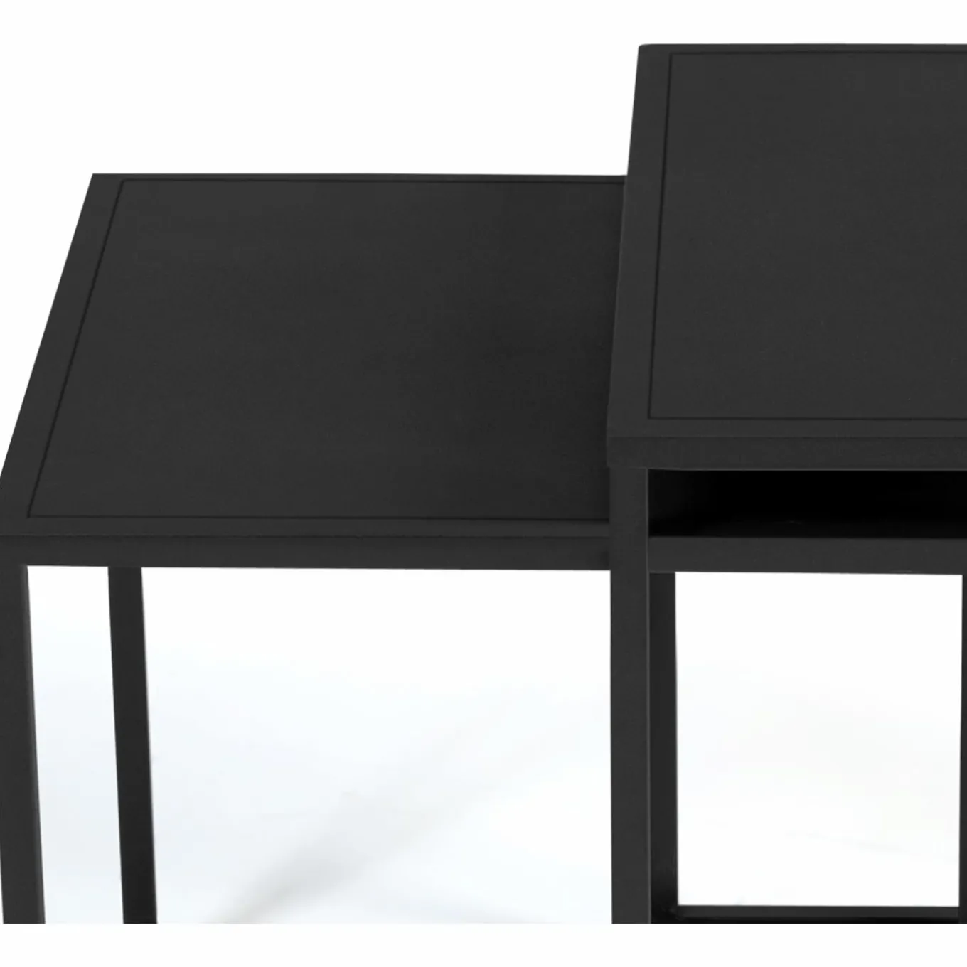 IDMarket Lot de 2 tables gigognes métal noir carrées 40 cm et 45 cm* Meubles Noirs|Collection Métal