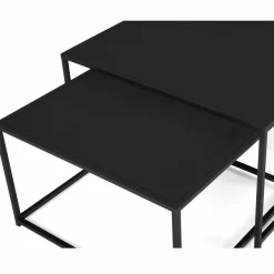 IDMarket Lot de 2 tables gigognes métal noir carrées 60 cm et 70 cm* Meubles Noirs|Collection Métal