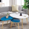 IDMarket Lot de 3 tables gigognes scandinaves laquées blanc et bleu* Collection Scandinave|Salon Complet