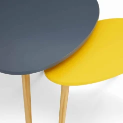 IDMarket Lot de 2 tables gigognes scandinaves laquées gris et jaune* Collection Scandinave|Salon Complet