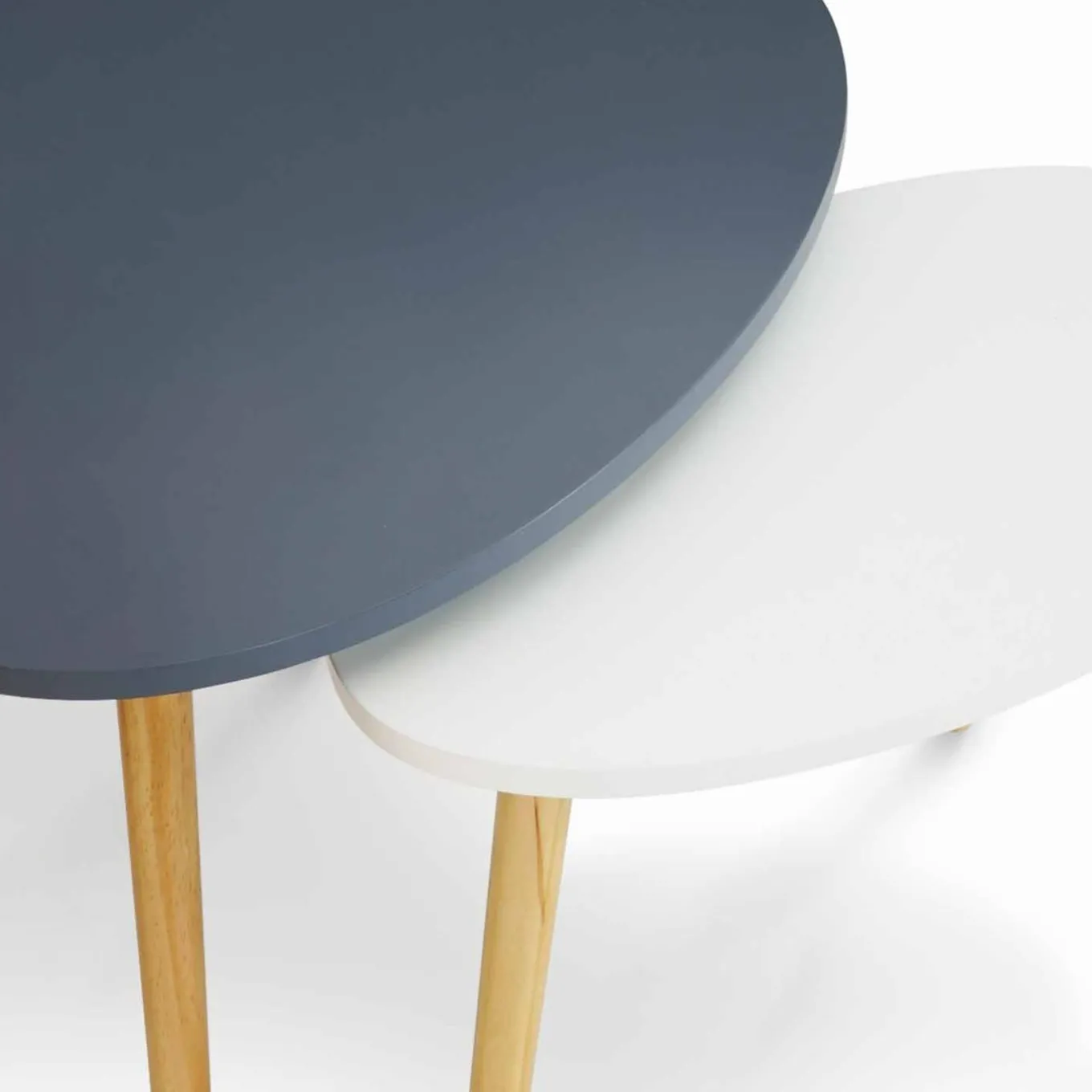 IDMarket Lot de 2 tables gigognes scandinaves laquées blanc et gris* Collection Scandinave|Salon Complet