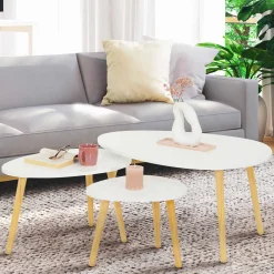 IDMarket Lot de 3 tables gigognes scandinaves laquées blanc* Collection Scandinave|Salon Complet