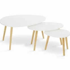 IDMarket Lot de 3 tables gigognes scandinaves laquées blanc* Collection Scandinave|Salon Complet
