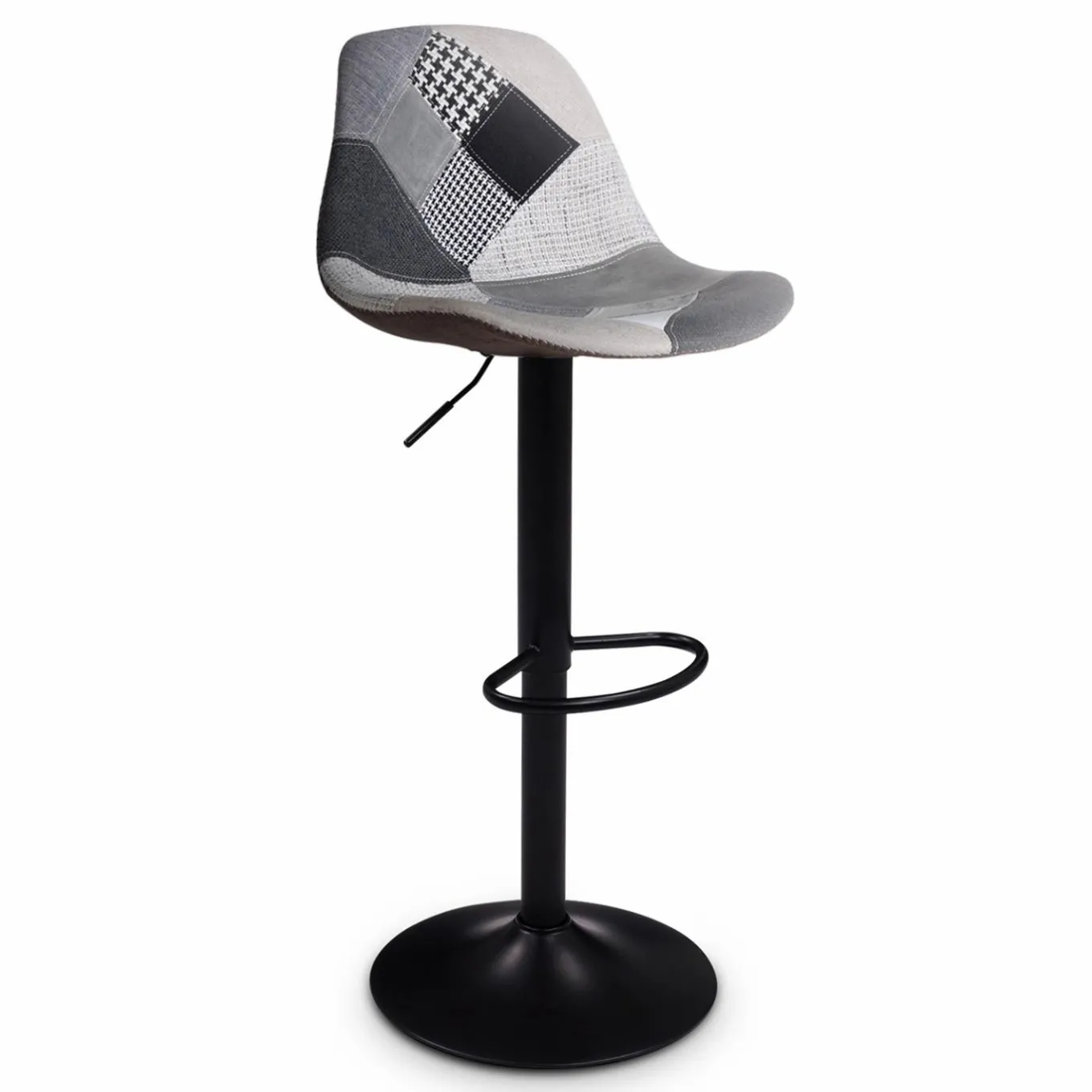 IDMarket Lot de 2 tabourets de bar noirs réglables patchworks noirs, gris et blancs* Collection Contemporaine|Tabourets De Bar